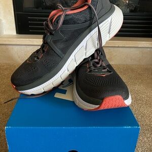 Hoka One One Black and Red Sneakers with Cushioned Midsole